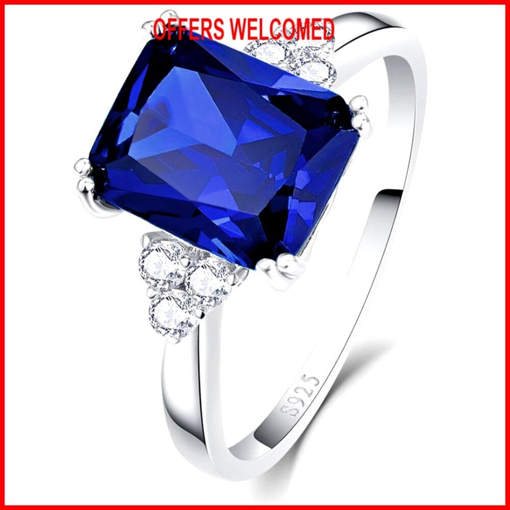 925 Sterling Silver Ring with 3.5ct Simulated Gemstone Size 7.5